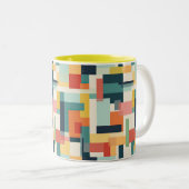 Retro kleurblokken Abstract Mid Century Modern Tweekleurige Koffiemok (Voorkant rechts)