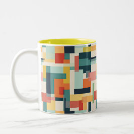 Retro kleurblokken Abstract Mid Century Modern Tweekleurige Koffiemok