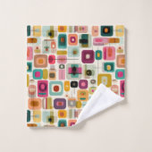 RETRO kleurblokken Mid Century geometrische naam Bad Handdoek (Wasdoekje)