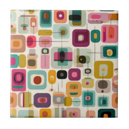 RETRO Kleurblokken Mid Century Modern Abstracte Ku Tegeltje