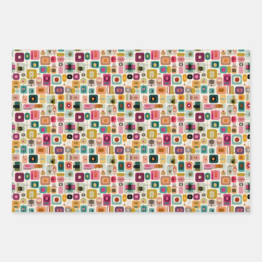 RETRO kleurblokken midden eeuw geometrisch patroon Inpakpapier Vel (Voorkant 3)