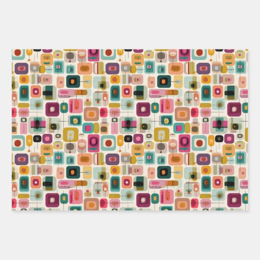 RETRO kleurblokken midden eeuw geometrisch patroon Inpakpapier Vel (Voorkant 2)