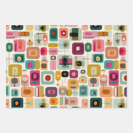RETRO kleurblokken midden eeuw geometrisch patroon Inpakpapier Vel (Voorkant)