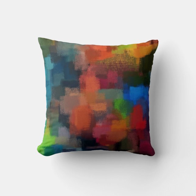 Retro-kleuren Abstracte tekenverf 15 Kussen (Voorkant)
