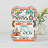 Retro Kleuren Circus Dieren Verjaardagsfeest Kaart (Staand voorkant)