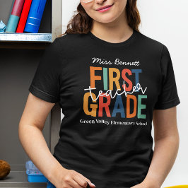 Retro Kleuren Eerste rang Leraar Naam toevoegen Tri-Blend Shirt