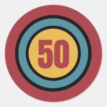 Retro Kleuren en Cirkels 50e Verjaardag Uitnodigin