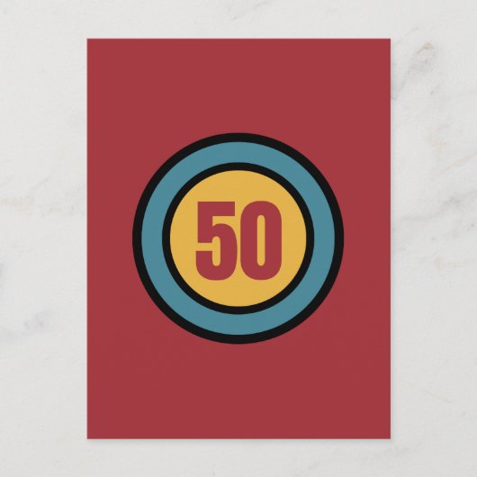 Retro Kleuren en Cirkels 50e Verjaardag Uitnodigin Uitnodiging Briefkaart (Voorkant)