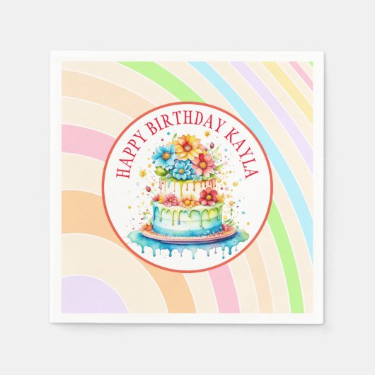 Retro Kleuren en Verjaardagsfeest Servet (Voorkant)