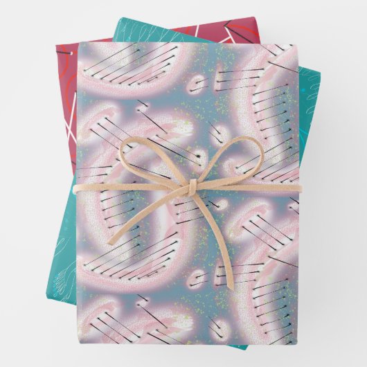 RETRO KLEUREN EN VORMEN 1950 woo hoo Inpakpapier Vel (In situ)