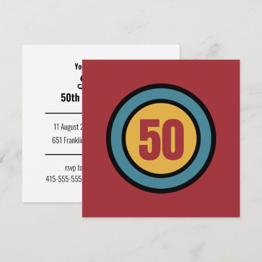 Retro Kleuren Gepersonaliseerde 50e Verjaardag Uit Kaart (Voorkant / Achterkant)