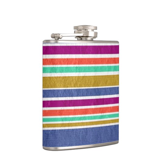 Retro-kleuren getextureerde tekenstrepen heupfles (Rechts)