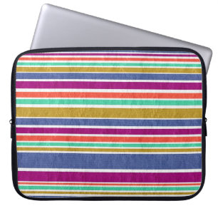 Retro-kleuren getextureerde tekenstrepen laptop sleeve