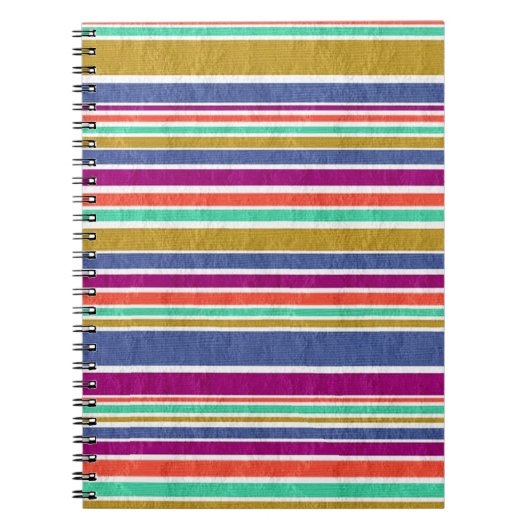 Retro-kleuren getextureerde tekenstrepen notitieboek (Voorkant)