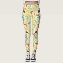 Retro-kleuren Hairdryers Bloemdrogers gepatterd Leggings