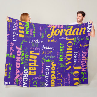 Retro kleuren Herhalende naam Paarse geel groen Fleece Deken