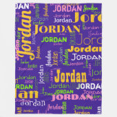 Retro kleuren Herhalende naam Paarse geel groen Fleece Deken (Voorkant)