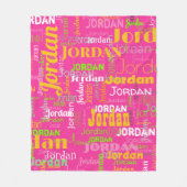 Retro Kleuren Herhalende Naam Roze Sinaasappel Gro Fleece Deken (Voorkant)