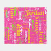 Retro Kleuren Herhalende Naam Roze Sinaasappel Gro Fleece Deken (Voorkant (Horizontaal))