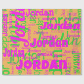 Retro Kleuren Herhalende Naam Sinaasappel Heet Roz Cadeaupapier (Vlak)