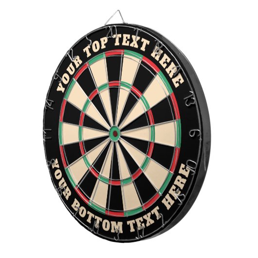 Retro Kleuren Klassiek Dartbord met Aangepaste Tek (Voorkant Rechts)