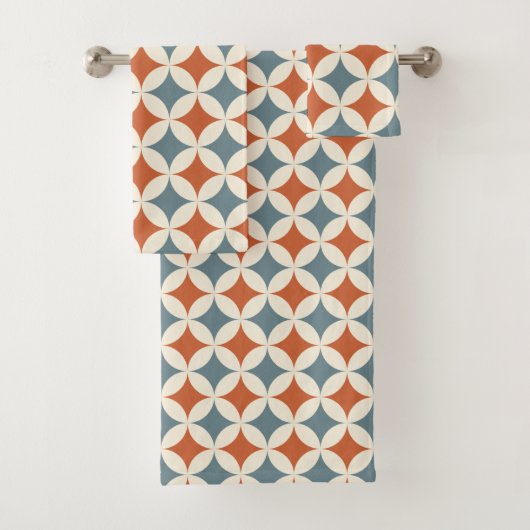 Retro kleuren midden eeuw moderne cirkels bad handdoek (Insitu)