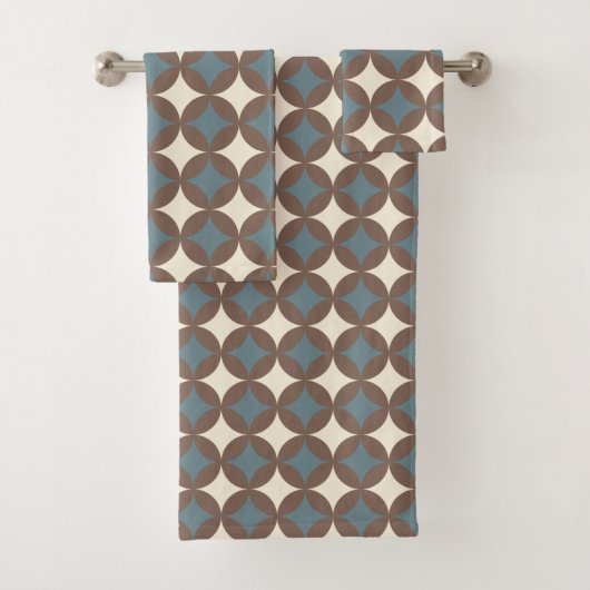Retro kleuren midden eeuw moderne cirkels bad handdoek (Insitu)