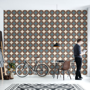 Retro kleuren midden eeuw moderne cirkels behang