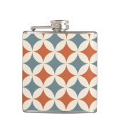 Retro kleuren midden eeuw moderne cirkels heupfles (Voorkant)