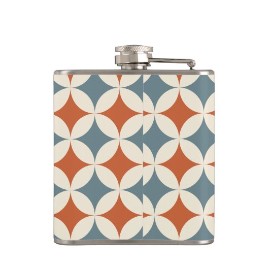 Retro kleuren midden eeuw moderne cirkels heupfles (Achterkant)