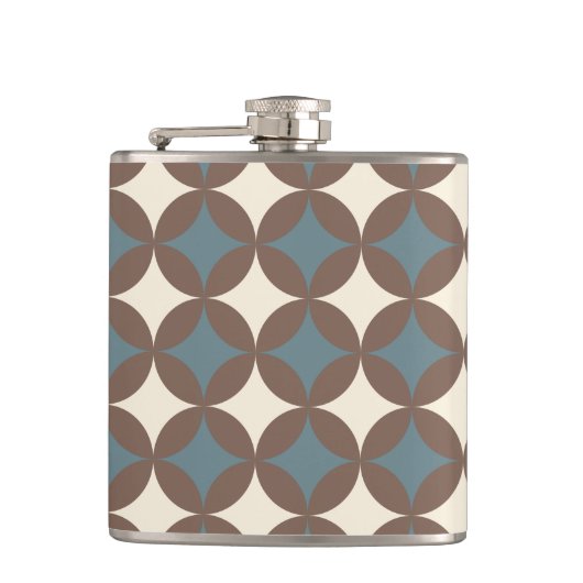 Retro kleuren midden eeuw moderne cirkels heupfles (Voorkant)