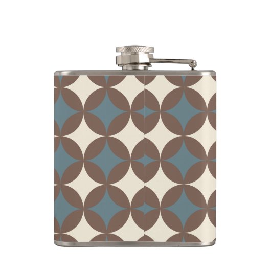 Retro kleuren midden eeuw moderne cirkels heupfles (Achterkant)