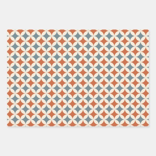 Retro kleuren midden eeuw moderne cirkels inpakpapier vel (Voorkant 3)