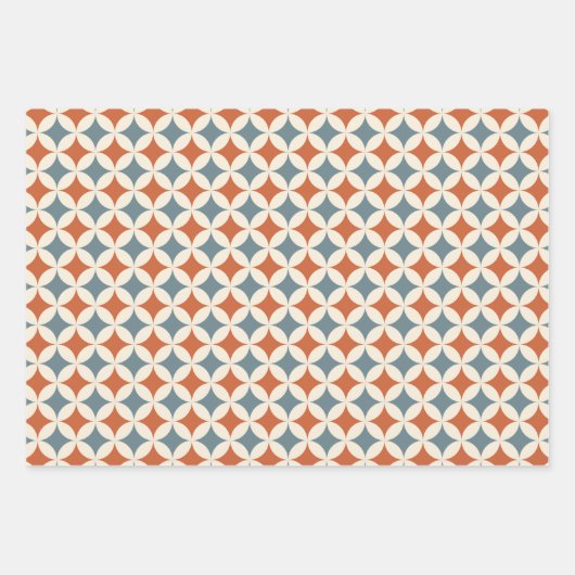 Retro kleuren midden eeuw moderne cirkels inpakpapier vel (Voorkant)
