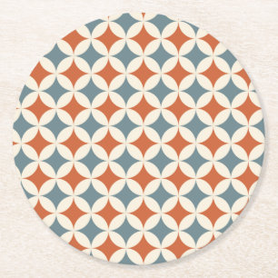 Retro kleuren midden eeuw moderne cirkels ronde kartonnen onderzetter