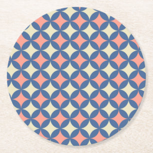 Retro kleuren midden eeuw moderne cirkels ronde kartonnen onderzetter