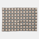 Retro kleuren midden eeuw moderne cirkels theedoek (Horizontaal)