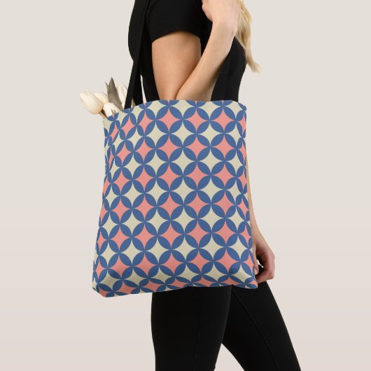 Retro kleuren midden eeuw moderne cirkels tote bag (Dichtbij)