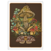 Retro kleuren Mushroom & Moth Art Klembord (Achterkant)