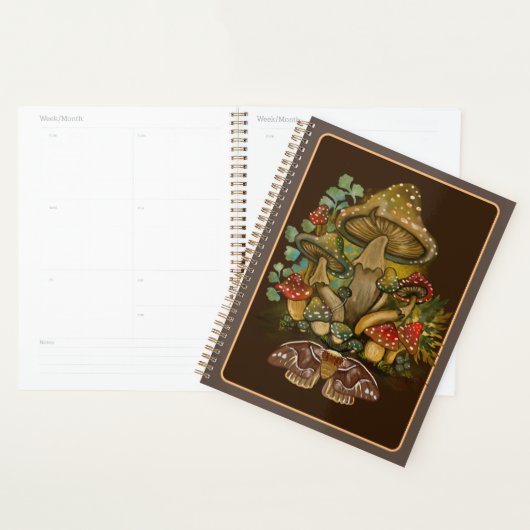 Retro  kleuren Mushroom & Moth Art Planner (Display)