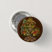 Retro kleuren Mushroom & Moth Art Ronde Button 3,2 Cm (Voorkant /achterkant)