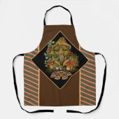 Retro  kleuren Mushroom & Moth Art Schort (Voorkant)