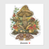 Retro  kleuren Mushroom & Moth Art Sticker (Vel)