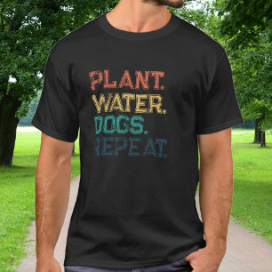 Retro  Kleuren Plant Waterhonden Herhalen T-shirt