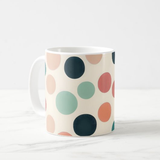 Retro Kleuren Polka Dots Boho Stijl Koffiemok (Voorkant links)