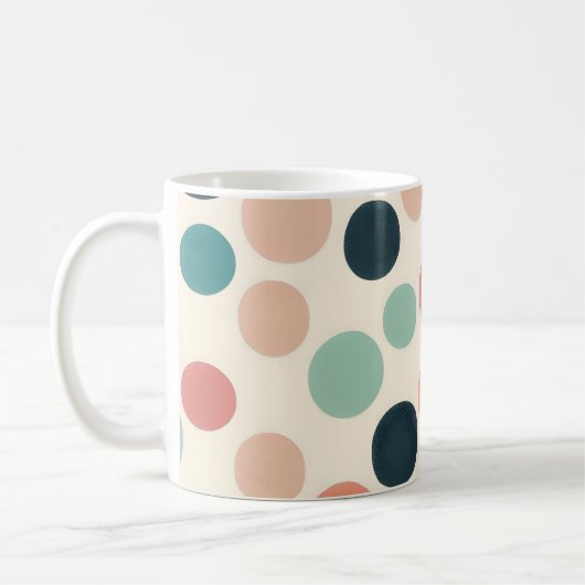 Retro Kleuren Polka Dots Boho Stijl Koffiemok (Links)