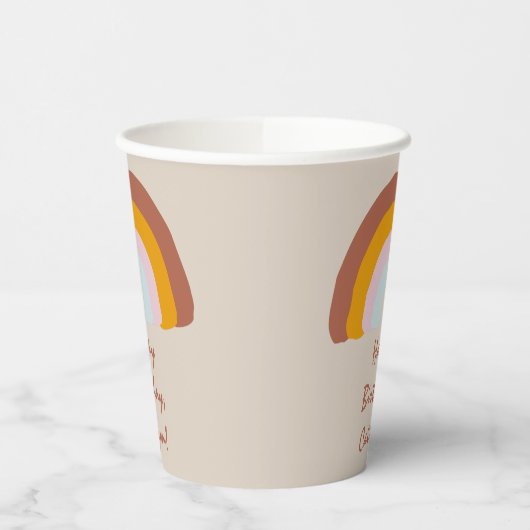 Retro Kleuren Regenboog Doodle Aangepaste Bericht Papieren Bekers (Links)