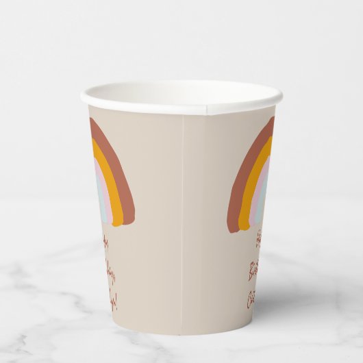 Retro Kleuren Regenboog Doodle Aangepaste Bericht Papieren Bekers (Rechts)