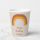 Retro Kleuren Regenboog Doodle Aangepaste Bericht Papieren Bekers (Voorkant)