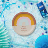 Retro Kleuren Regenboog Doodle Aangepaste Bericht Papieren Bordje (Feest)